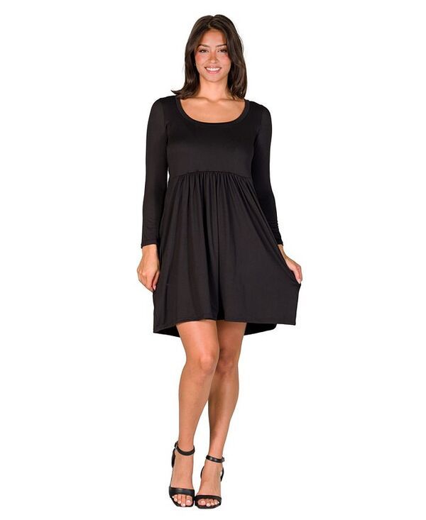 24 セブンコンフォート レディース トップス ワンピース ひざ丈 24seven Comfort Apparel Womens Long Sleeve Babydoll Knee Length Dr