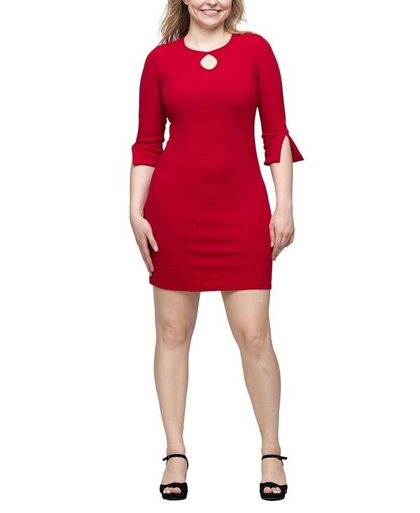 24 セブンコンフォート レディース トップス ワンピース ミニワンピース ミニ 24seven Comfort Apparel Womens Keyhole Three Quarter Sleeve