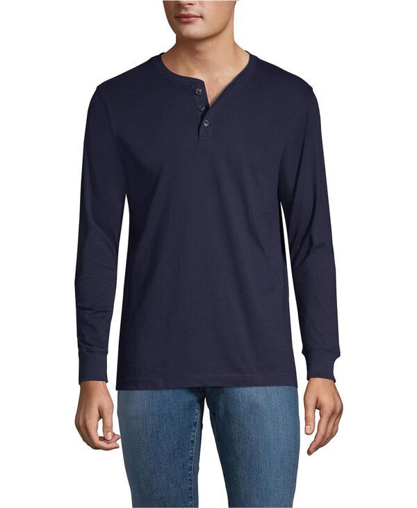 ランズエンド メンズ トップス Tシャツ トール Lands End Big Tall SuperT Long Sleeve Henley Shirt Radiant navy ネイビー