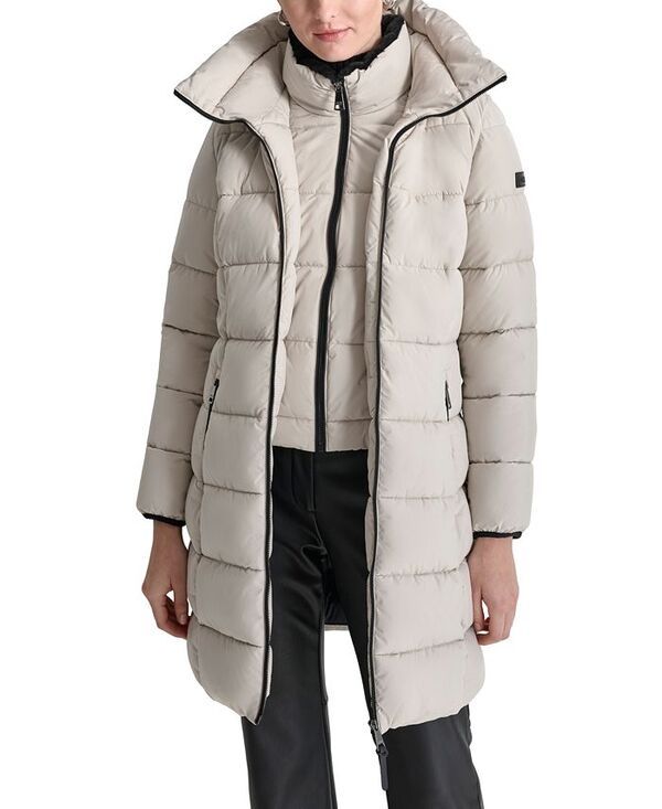ダナ キャラン ニューヨーク レディース アウター ジャケット・ブルゾン コート DKNY Womens Bibbed Hooded ZipFront Puffer Coat Vapor 26,520円