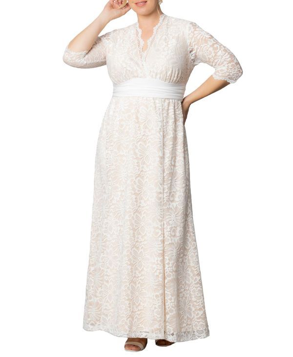 キヨナ レディース トップス ワンピース プラスサイズ レース Kiyonna Plus Size Amour Lace Wedding Gown Ivory lacenude lining アイボリ