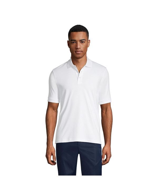 ランズエンド メンズ トップス ポロシャツ Lands End Mens School Uniform Short Sleeve Interlock Polo Shirt White ホワイト 7,755円