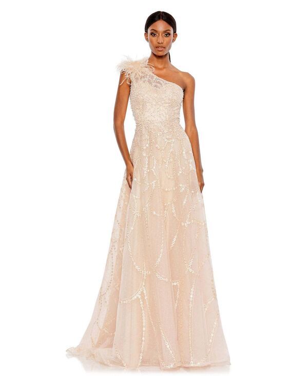 マックダガル レディース トップス ワンピース A ライン Mac Duggal Womens Embellished One Shoulder A Line Gown Peach ピーチ
