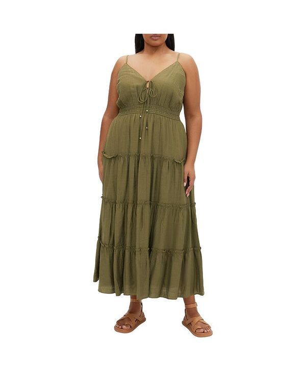シティーシック レディース トップス ワンピース マキシワンピース プラスサイズ マキシ CITY CHIC Plus Size Aiza Maxi Dress Khaki カーキその他