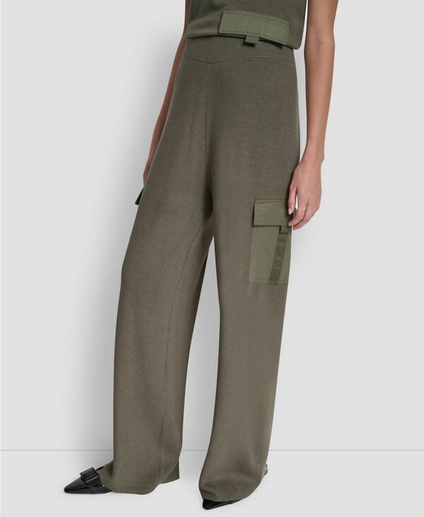 ダナ キャラン ニューヨーク レディース ボトムス カジュアルパンツ カーゴパンツ ニット DKNY Womens Knit StraightLeg Cargo Pants City Taupe トー