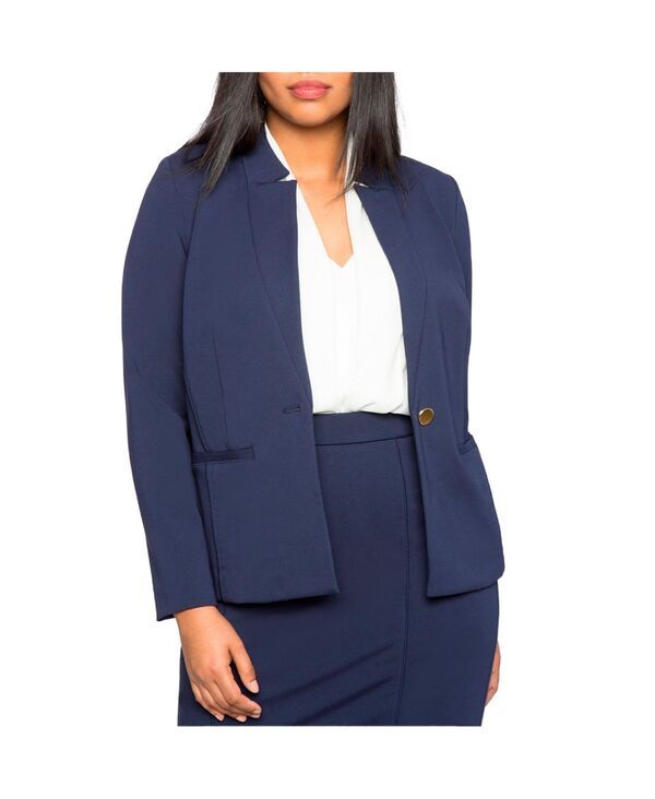 エロクイ レディース アウター ジャケット・ブルゾン プラスサイズ ブレザー ELOQUII Plus Size The Ultimate Stretch Work Blazer Maritime b