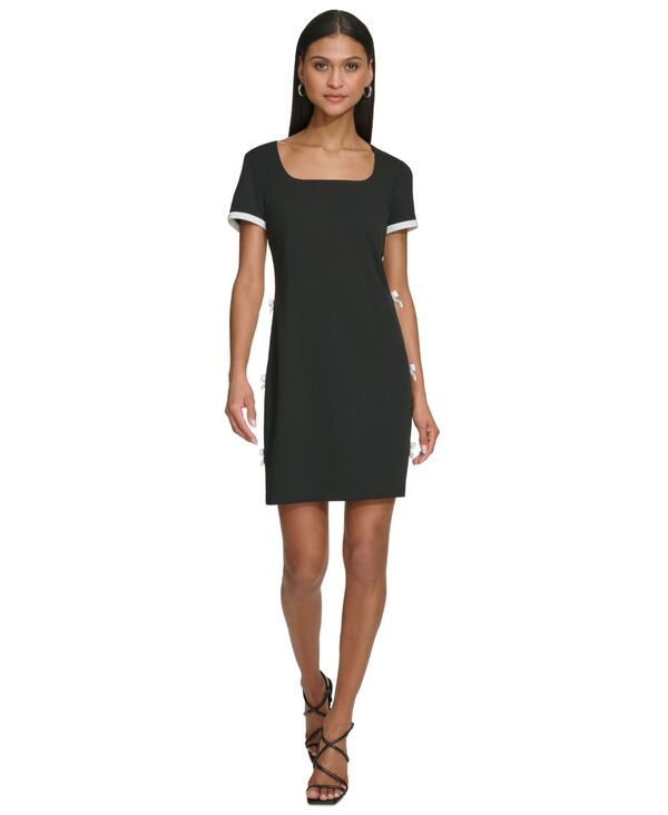 カール ラガーフェルド レディース トップス ワンピース クレープ スキューバ KARL LAGERFELD PARIS Womens Bow Trim Scuba Crepe Sheath Dres
