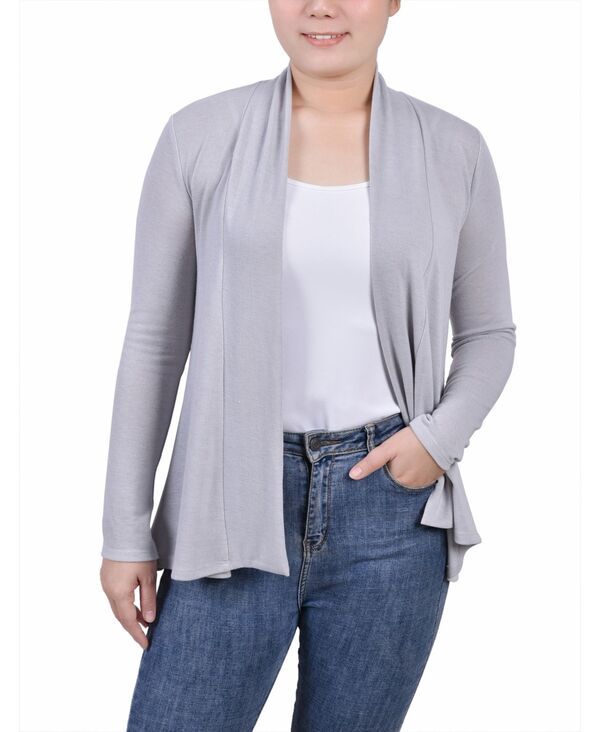 ニューヨークコレクション レディース アウター ニット・セーター カーディガン NY Collection Womens Sleeve Swing Cardigan Sweater Light Gra