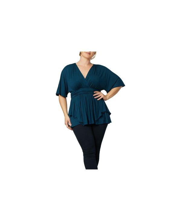 キヨナ レディース トップス シャツ プラスサイズ ジャージー Kiyonna Plus Size Promenade Jersey Top Deep teal ティール