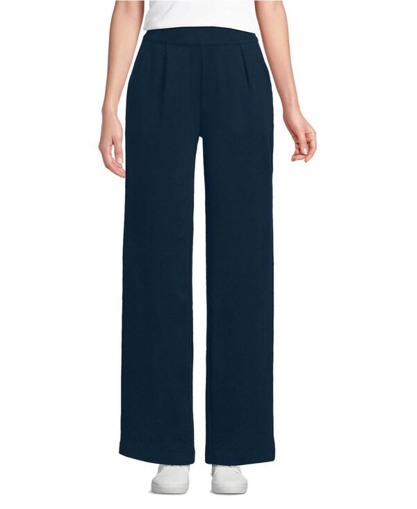ランズエンド レディース ボトムス カジュアルパンツ ワイドレッグ プリーツ パンツ トール ニット Lands End Womens Tall Sport Knit High Rise Pleate