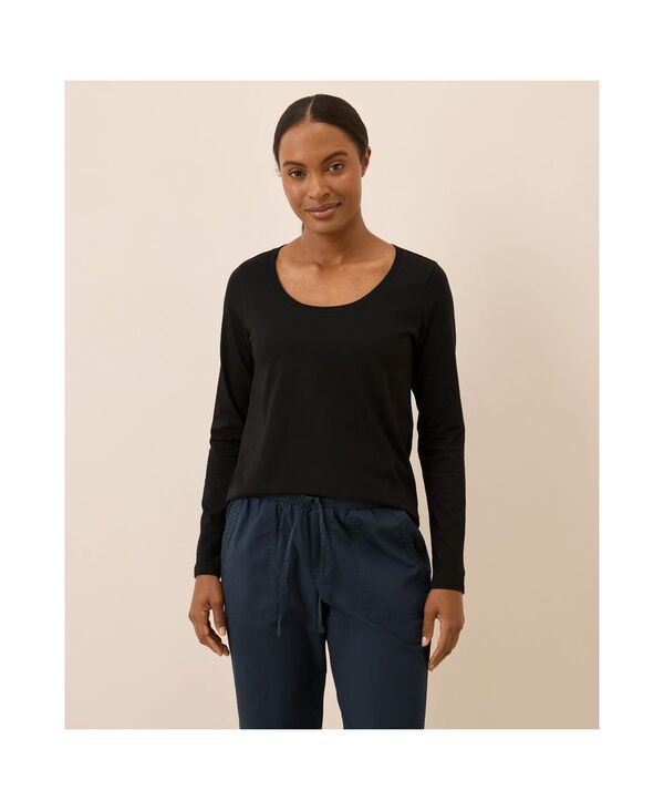 パクト レディース トップス シャツ Tシャツ コットン Pact Womens Organic Cotton Softspun Long Sleeve Scoop Neck Tee Black ブラ