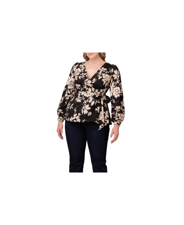 キヨナ レディース トップス シャツ プラスサイズ Kiyonna Plus Size Natasha Long Sleeve Wrap Top Vintage ivory florals アイボリー
