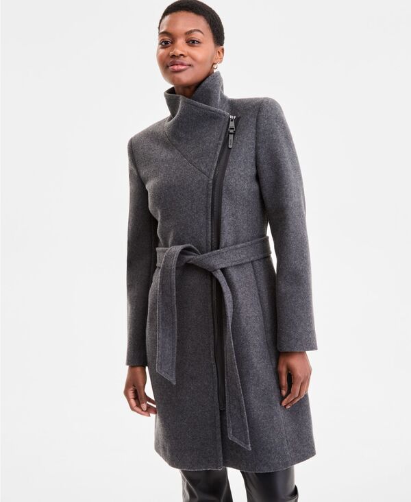 ダナ キャラン ニューヨーク レディース アウター ジャケット・ブルゾン アシンメトリー コート DKNY Womens Asymmetric FrontZip Belted Coat Med Gre