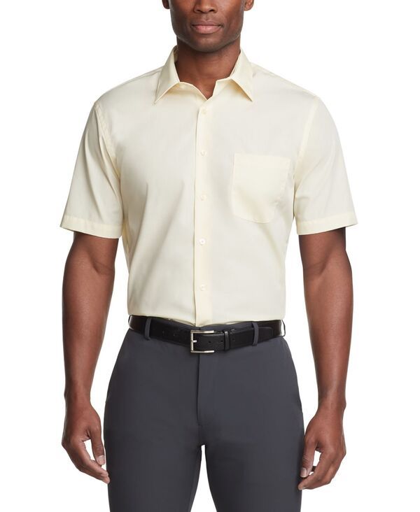ヴァンハウセン メンズ トップス シャツ 半袖 Van Heusen Poplin Solid ShortSleeve Dress Shirt Light Maize