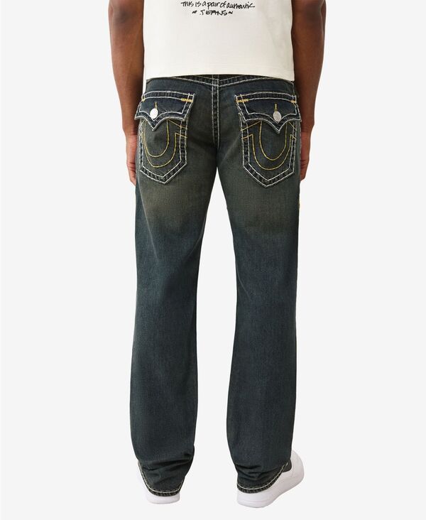トゥルーレリジョン メンズ ボトムス デニムパンツ ジーンズ True Religion Mens Ricky Super Tstitching Jeans Greenlandark Wash