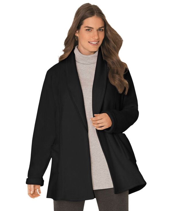 ウーマン ウィズイン レディース アウター ニット・セーター カーディガン フリース Woman Within Womens Within Microfleece Cardigan Black ブラッ