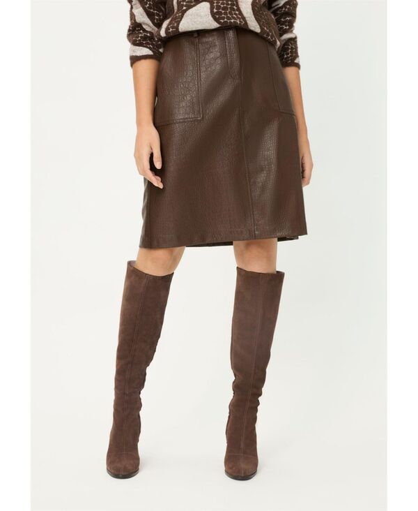 オルセン レディース ボトムスカート A ライン Olsen Womens Faux Croc ALine Skirt Chocolate チョコレート