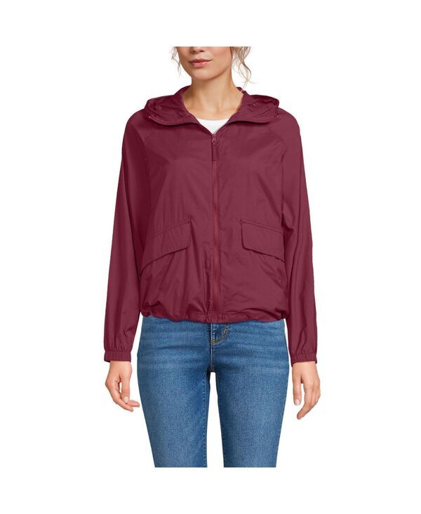 ランズエンド レディース アウター ジャケット・ブルゾン ジャケット Lands End Womens UPF Packable Hooded Windbreaker Jacket Burgundy