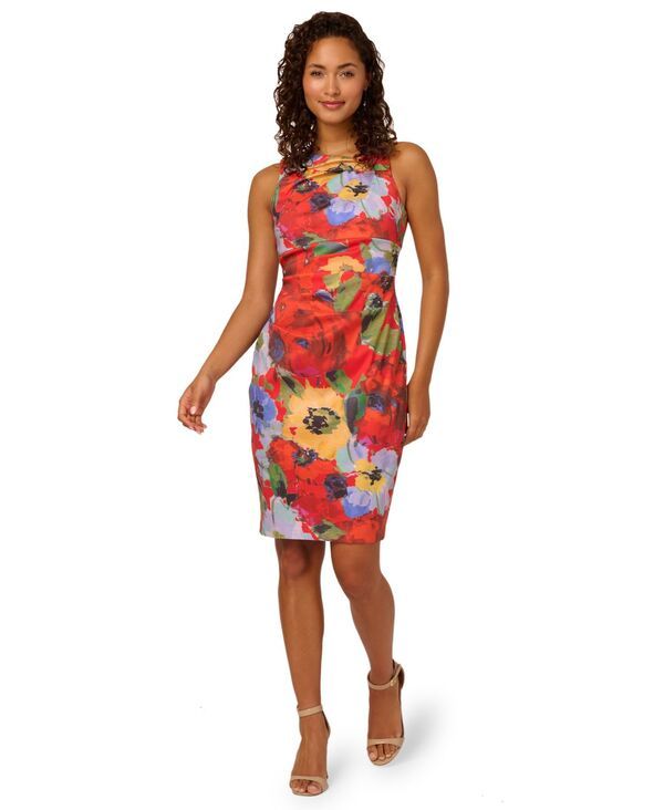 アドリアナ パペル レディース トップス ワンピース ノースリーブ ニット Adrianna Papell Womens Jacquard Knit Sleeveless Sheath Dress R