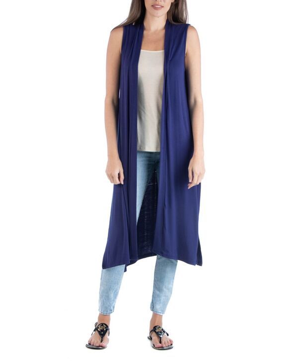 24 セブンコンフォート レディース アウター ジャケット・ブルゾン サイドスリット ベスト ノースリーブ カーディガン 24seven Comfort Apparel Sleeveless Long