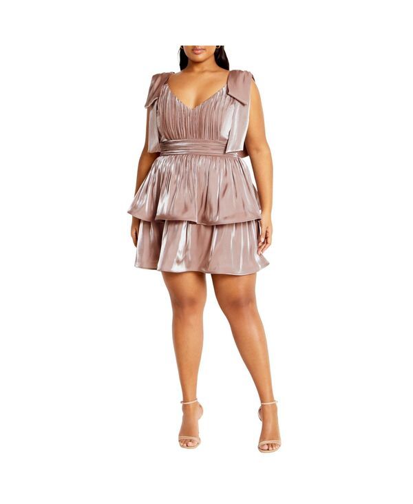 シティーシック レディース トップス ワンピース プラスサイズ CITY CHIC Plus Size Betty Bow Dress Pink champagne ピンク