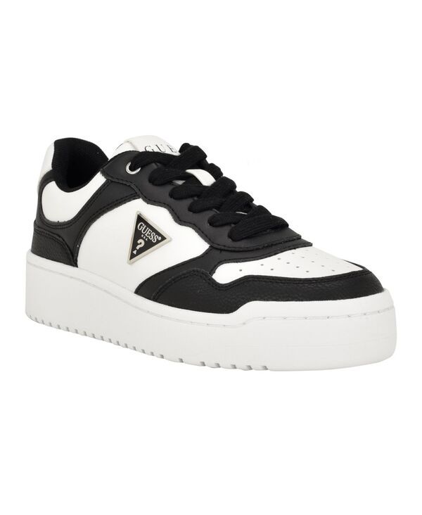 ゲス レディース シューズ スニーカー プラットフォーム レース GUESS Womens Miram Platform LaceUp Court Sneakers BlackWhite ホワイト