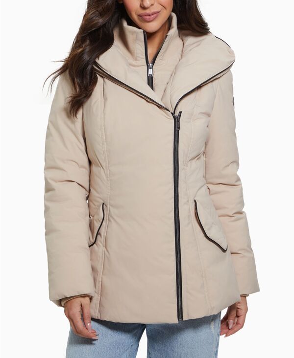 ゲス レディース アウター ジャケット・ブルゾン コート GUESS Womens Bibbed ShawlCollar Hooded Puffer Coat Desert Sunset