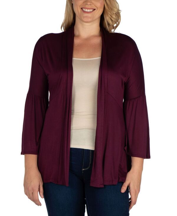 24 セブンコンフォート レディース アウター ニット・セーター プラスサイズ セーター カーディガン 24seven Comfort Apparel Plus Size Flared Open Fr