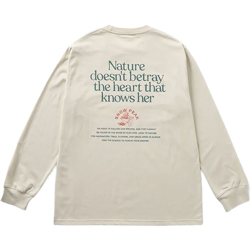スノーピーク メンズ トップス Tシャツ 長袖 Snow Peak Living With Nature LongSleeve TShirt Ivory アイボリー