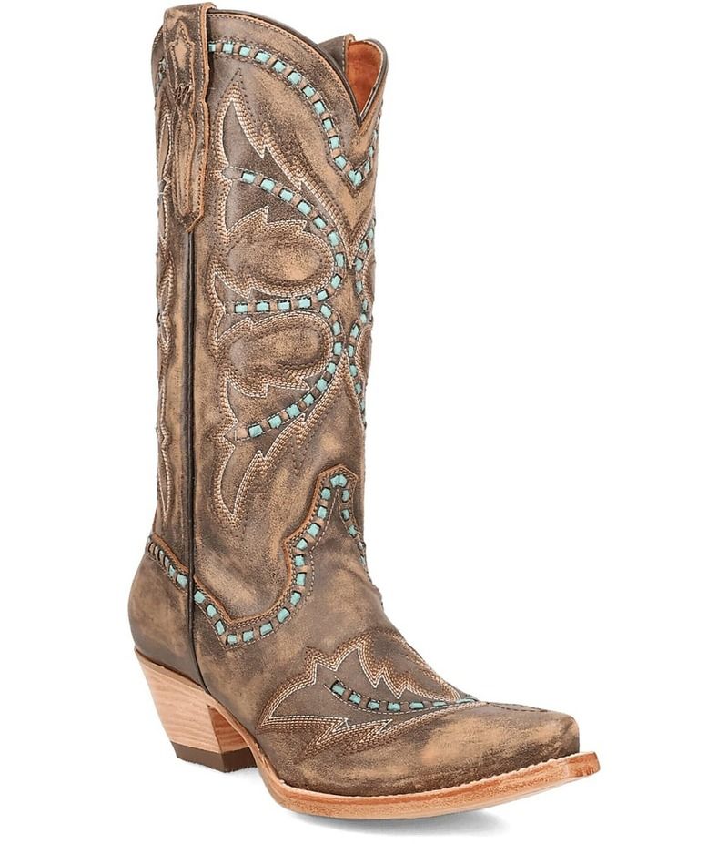 ダンポスト レディース シューズ ブーツ・レインブーツ トール ブーツ レザー Dan Post Womens Mesa Leather Snip Toe Tall Western Boots Tan