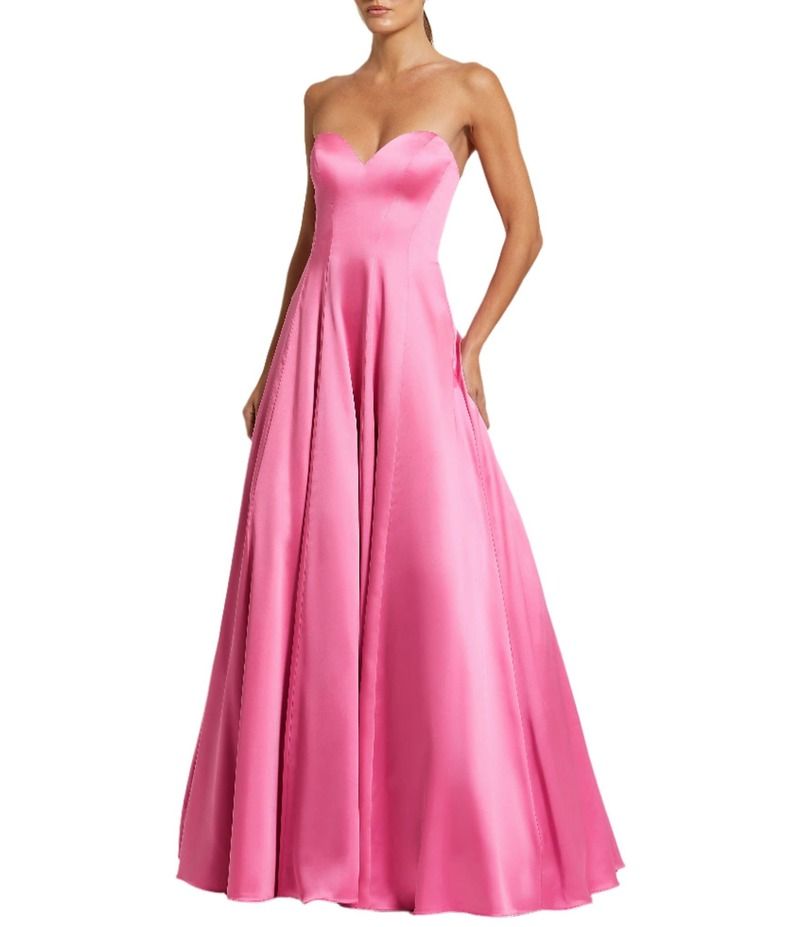 マックダガル レディース トップス ワンピース サテン ストラップレス Mac Duggal Sweetheart Strapless Bow Back Satin Ballgown Pink ピンク