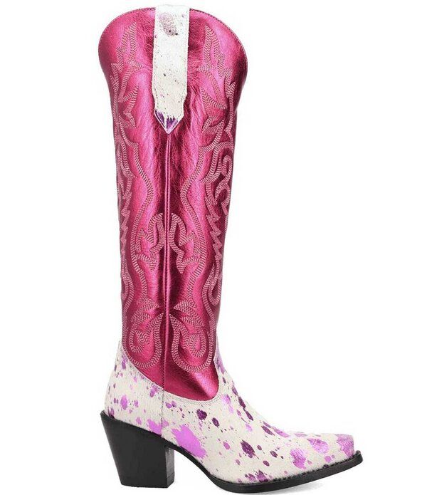 ディンゴ レディース シューズ ブーツ・レインブーツ トール レザー Dingo Take No Bull Calf Hair and Metallic Leather Tall Western Bo