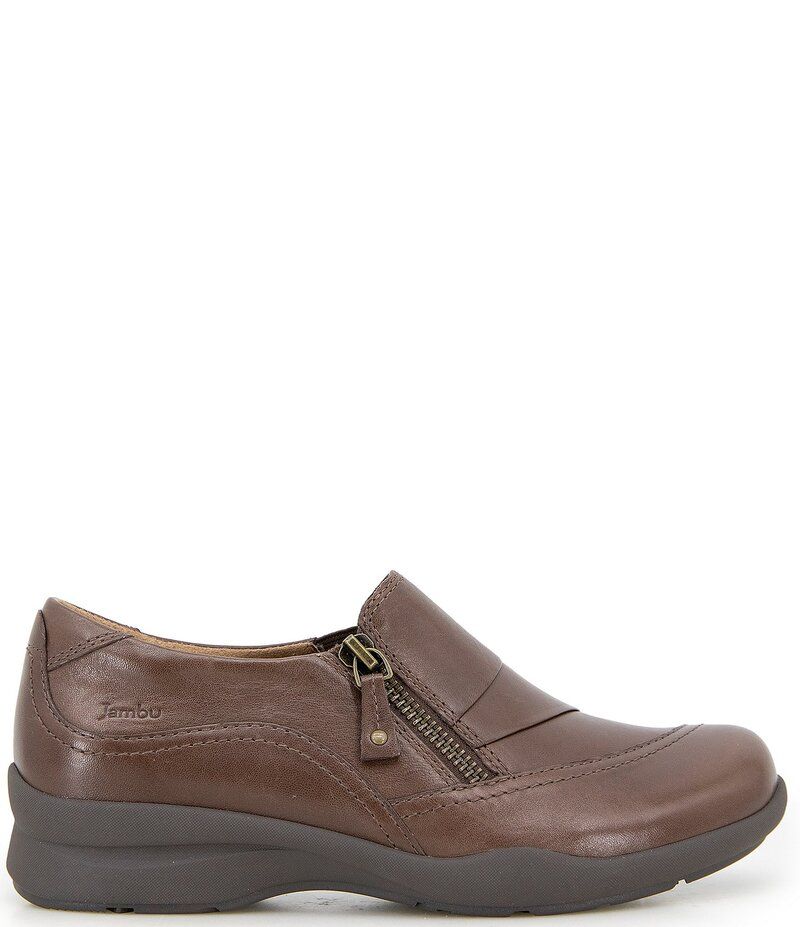 ジャンブー レディース ボトムス カジュアルパンツ スニーカー レザー Jambu Thea Leather Side Zip Slip On Sneakers Dark Brown ブラウン 27,170円