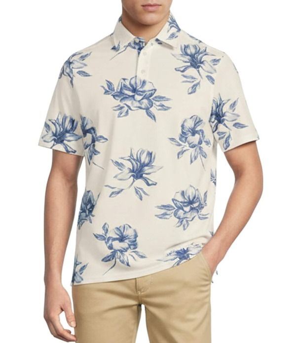 ラウン メンズ トップス シャツ プリント Rowm Rec Relax Short Sleeve Bloom Print Polo Shirt Cream クリーム