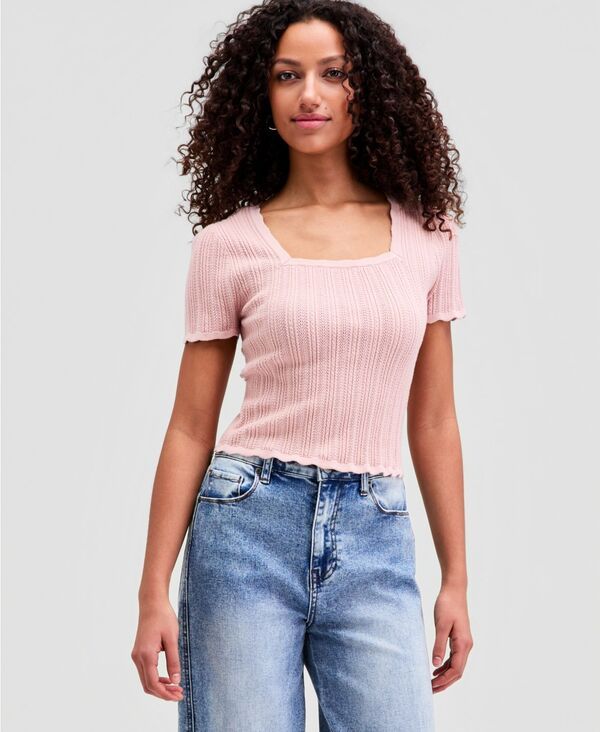 アンドノウディス レディース アウター ニット・セーター 半袖 And Now This Womens Pointelle ShortSleeve Sweater As Is 8,610円