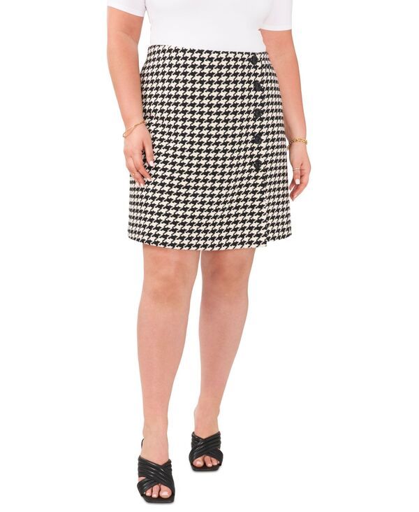 ヴィンスカムート レディース ボトムスカート プラスサイズ ミニ Vince Camuto Plusize Houndstooth Mini Skirt Rich Black ブラック 14,024円