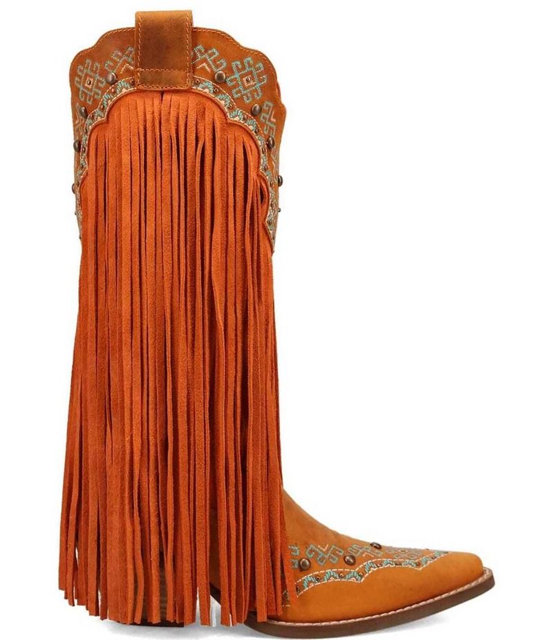 ディンゴ レディース シューズ ブーツ・レインブーツ レザー フリンジ Dingo Tequila Sunrise Leather Fringe Western Boots Rust ラスト