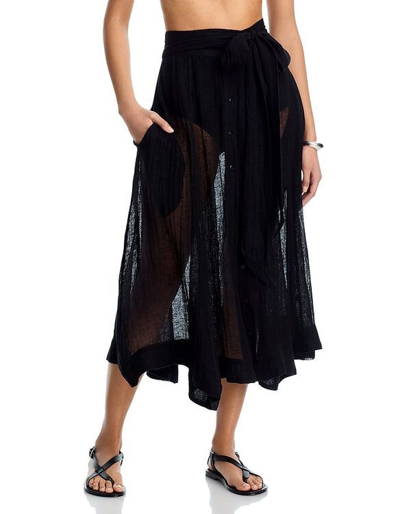 リサマリーフェマンデス レディース ボトムスカート Lisa Marie Fernandez Tie Waist CoverUp Skirt Black Crepe ブラック
