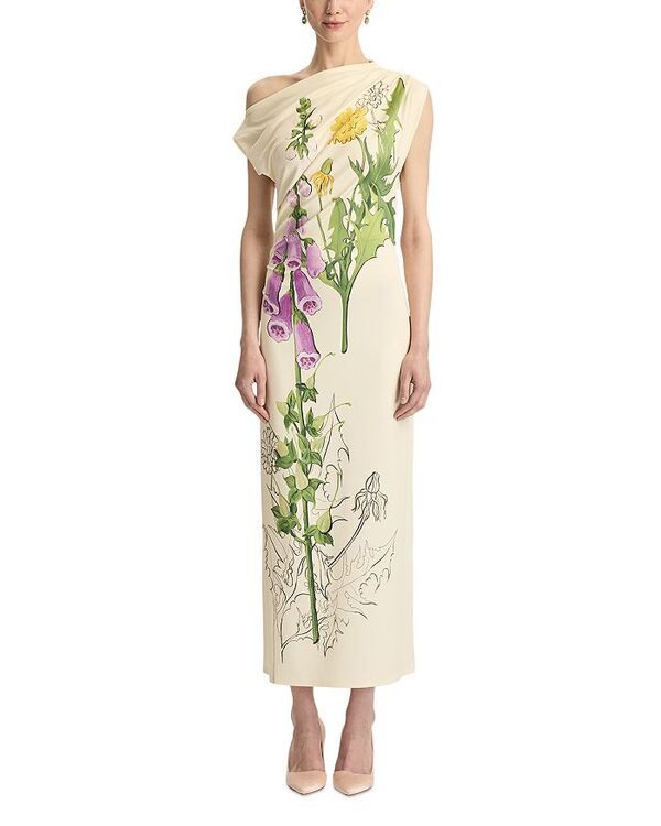 オスカー デ ラ レンタ レディース トップス ワンピース ドレープリント ジャージー Oscar de la Renta Foxglove Print Drape Jersey Dress Butt 165,900円