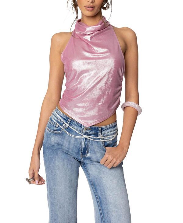 アディクテッド レディース トップス シャツ 背中開き Edikted Shiny Backless Cowl Neck Topink ピンク 12,735円