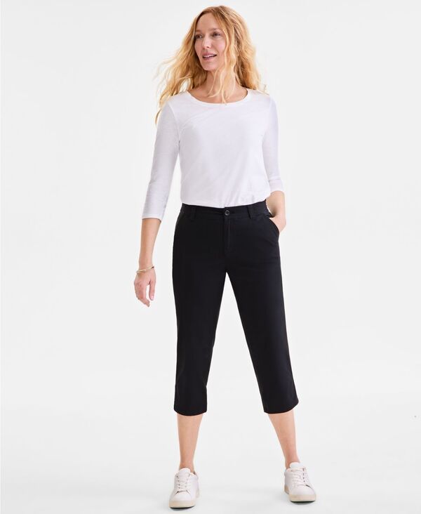 【送料無料】 スタイルアンドコー レディース カジュアルパンツ ボトムス Womens MidRise Comfort Waist Capri Pants Deep Black 7,004円