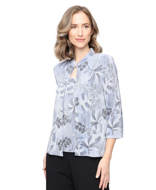 【送料無料】 アレックスイブニングス レディース ジャケット・ブルゾン アウター Petite Printed Slink 34Sleeve Jacket Cami 2Piece Set Hydran