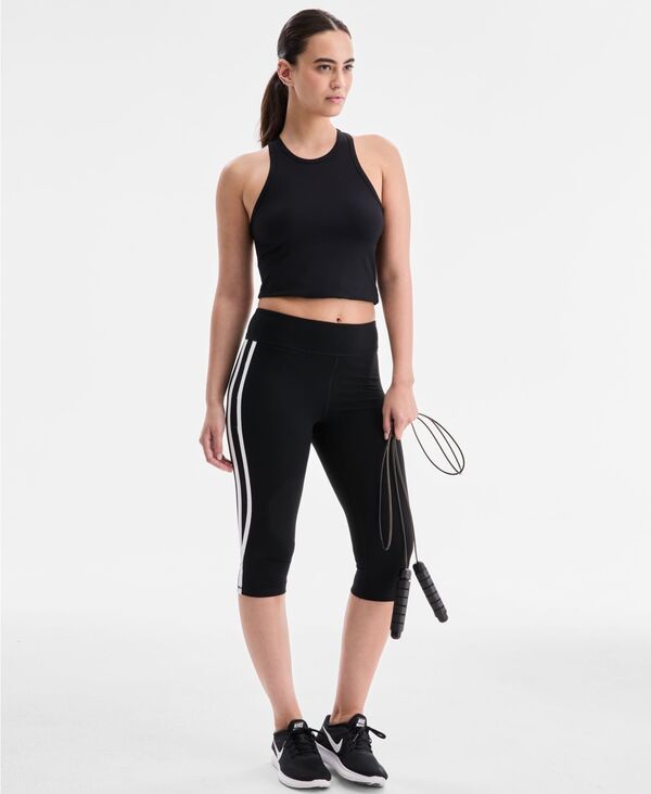 【送料無料】 イデオロギー レディース レギンス ボトムス Womens Studio SideStripe Cropped Leggings Deep Black