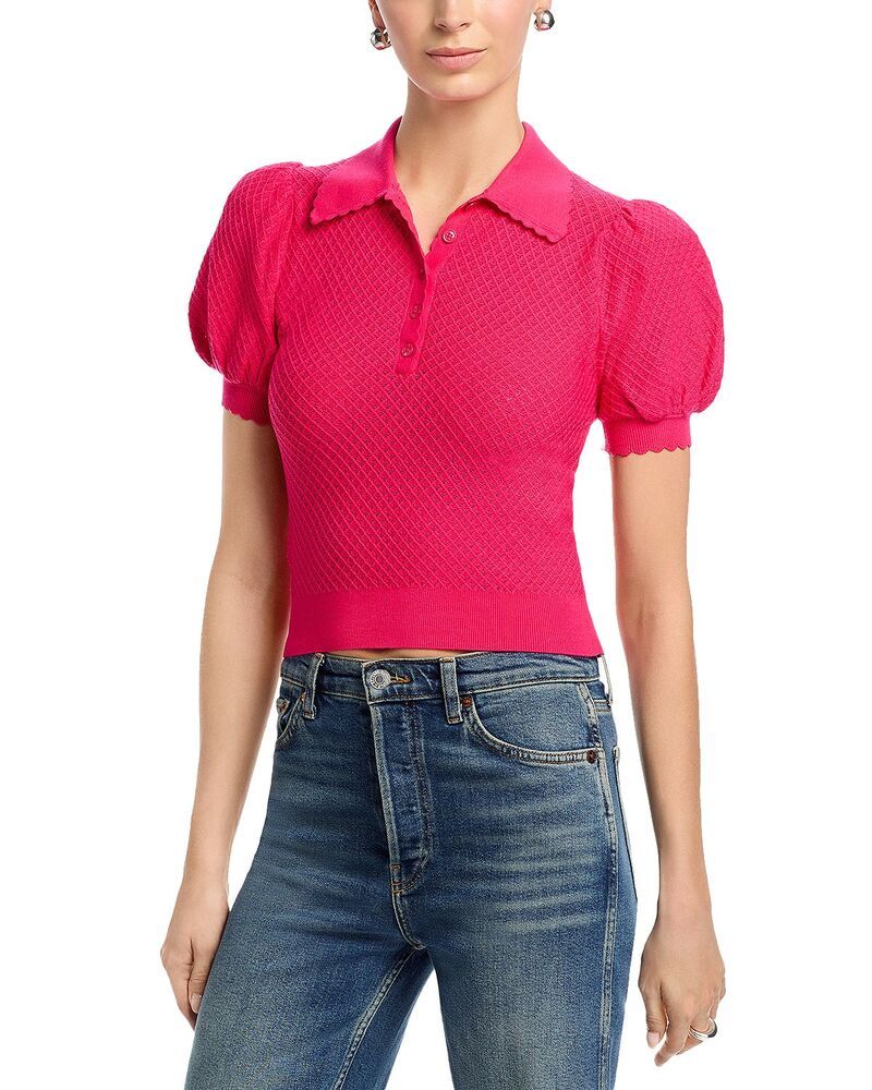 アリスアンドオリビア レディース アウター ニット・セーター ポロシャツ Alice and Olivia Ramona Pointelle Polo Sweater Deepink ピンク