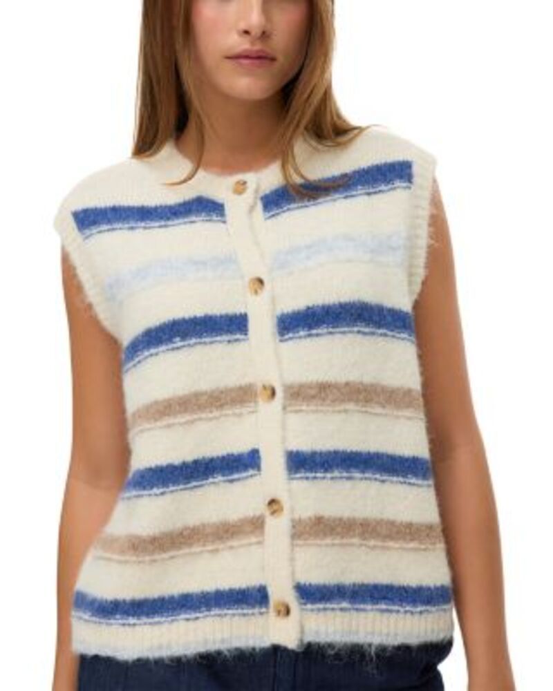 ヴェロモーダ レディース アウター ベスト ノースリーブ Vero Moda Vmkira Sleevelesstriped Vest Birch Stripe ストライプ