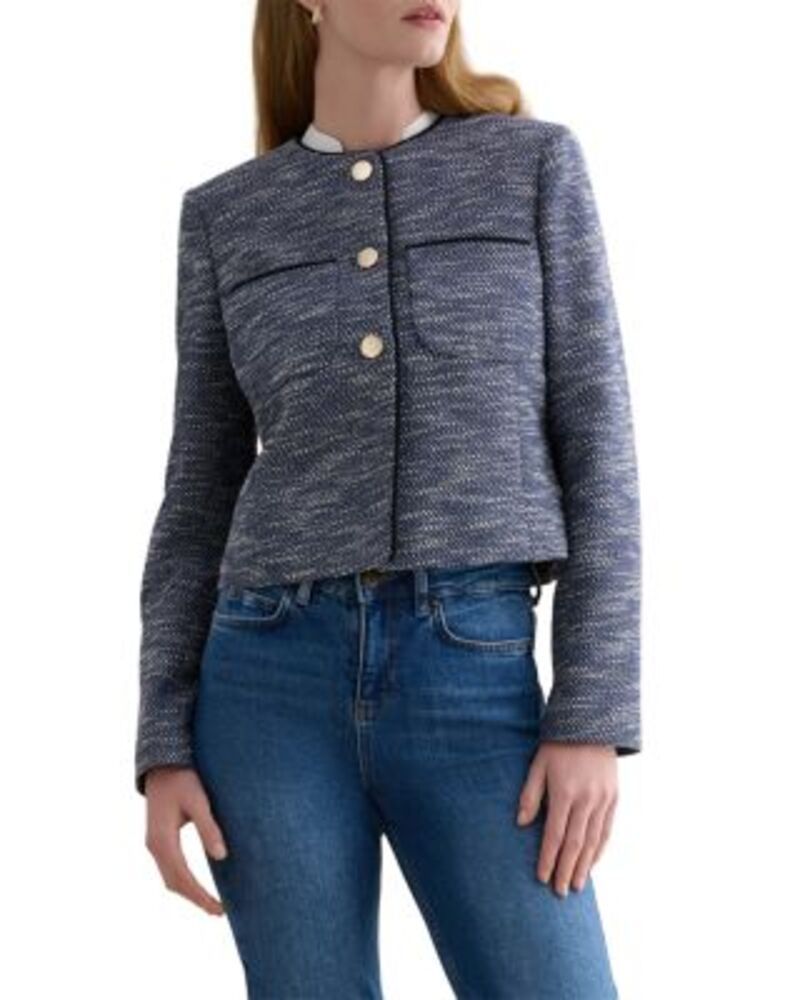 ホッブスロンドン レディース アウター ジャケット・ブルゾン ツイード HOBBS LONDON Aleena Tweed Jacket Navy White ホワイト