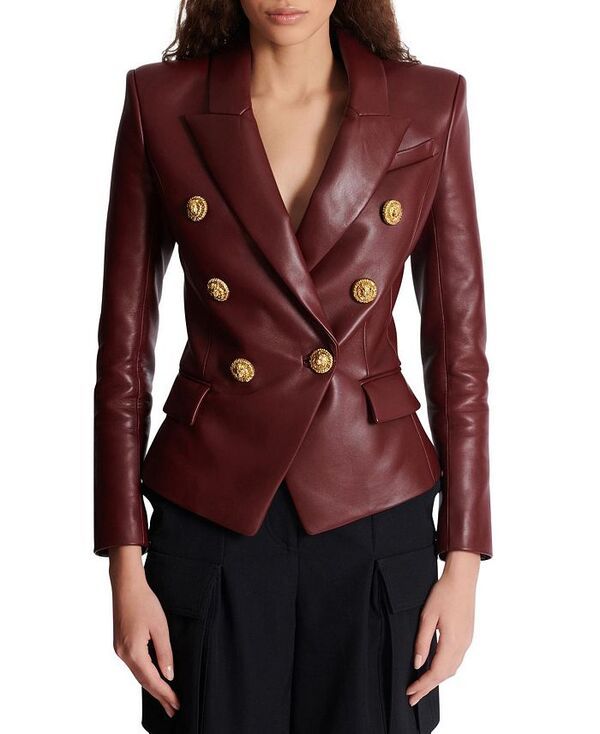 バルマン レディース アウター ジャケット・ブルゾン ジャケット Balmain 6Button Lambskin Jacket Brown ブラウン