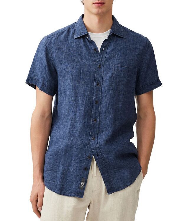 ロッドアンドグン メンズ トップス シャツ スリムフィット Rodd Gunn Palm Beach Short Sleeve Slim Fit Shirt Marine
