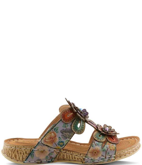 ラリティステ レディース シューズ サンダル フラワー柄 レザー フラワー LARTISTE Beaudie Floral Painted Leather Slide Sandals Grey Mul