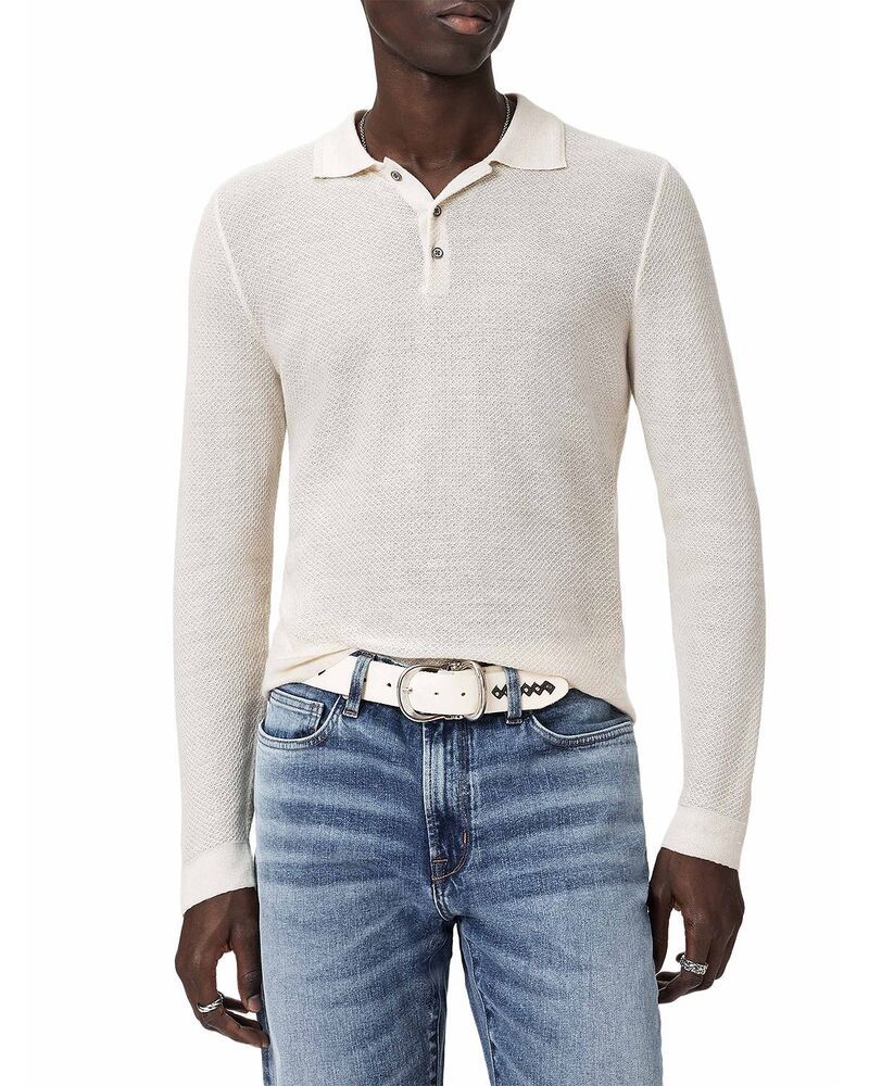 ジョンバルベイトス メンズ トップス ポロシャツ John Varvatos Venturi Long Sleeve Polo Eggshell